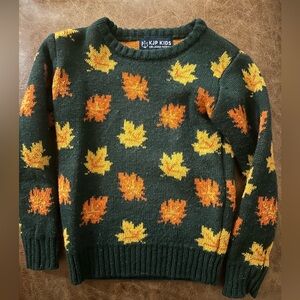 Kiel James Patrick Kids Green and Orange Leaf Sweater